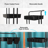 Trolley Cart Storage Utility Rack Shelf Organiser Swivel Kitchen 4 Tier BLACK - Top-Down View