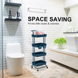 Trolley Cart Storage Utility Rack Shelf Organiser Swivel Kitchen 4 Tier BLUE - 45-Degree Angle