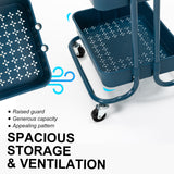 Trolley Cart Storage Utility Rack Shelf Organiser Swivel Kitchen 4 Tier BLUE - Extra Image
