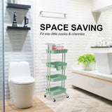 Trolley Cart Storage Utility Rack Shelf Organiser Swivel Kitchen 4 Tier GREEN - 45-Degree Angle