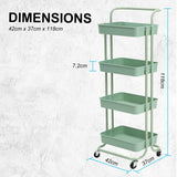 Trolley Cart Storage Utility Rack Shelf Organiser Swivel Kitchen 4 Tier GREEN - Extra Image