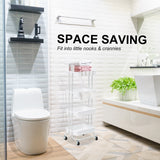 Trolley Cart Storage Utility Rack Shelf Organiser Swivel Kitchen 4 Tier WHITE - 45-Degree Angle