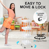Trolley Cart Storage Utility Rack Shelf Organiser Swivel Kitchen 4 Tier WHITE - Rear View