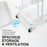 Trolley Cart Storage Utility Rack Shelf Organiser Swivel Kitchen 4 Tier WHITE - Extra Image