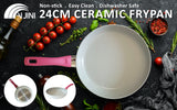 Jiniart Frypan Frying Pan 24cm Non-Stick Ceramic Induction Ergonomic Round WHITE - Front View