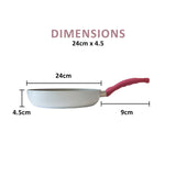 Jiniart Frypan Frying Pan 24cm Non-Stick Ceramic Induction Ergonomic Round WHITE - Low Angle