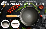 Fanjini Stone Frypan Frying Pan 28cm Non-Stick IH Induction Wood Ceramic Round PINK - Front View