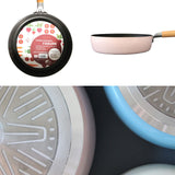Fanjini Stone Frypan Frying Pan 28cm Non-Stick IH Induction Wood Ceramic Round PINK - Close-Up Angle