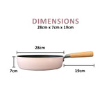 Fanjini Stone Frypan Frying Pan 28cm Non-Stick IH Induction Wood Ceramic Round PINK - Extra Image
