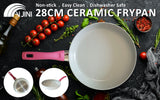Jiniart Frypan Frying Pan 28cm Non-Stick Ceramic Induction Ergonomic Round WHITE - Front View