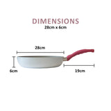 Jiniart Frypan Frying Pan 28cm Non-Stick Ceramic Induction Ergonomic Round WHITE - Low Angle