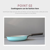 Fanjini Stone Frypan Frying Pan 28cm Non-Stick Induction Ceramic Round PURE SKY BLUE - 45-Degree Angle