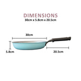 Fanjini Stone Frypan Frying Pan 28cm Non-Stick Induction Ceramic Round PURE SKY BLUE - Low Angle
