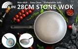 Fanjini Stone Wok Wokpan 28cm Non-Stick Induction Ceramic Round PURE SKY BLUE - Front View