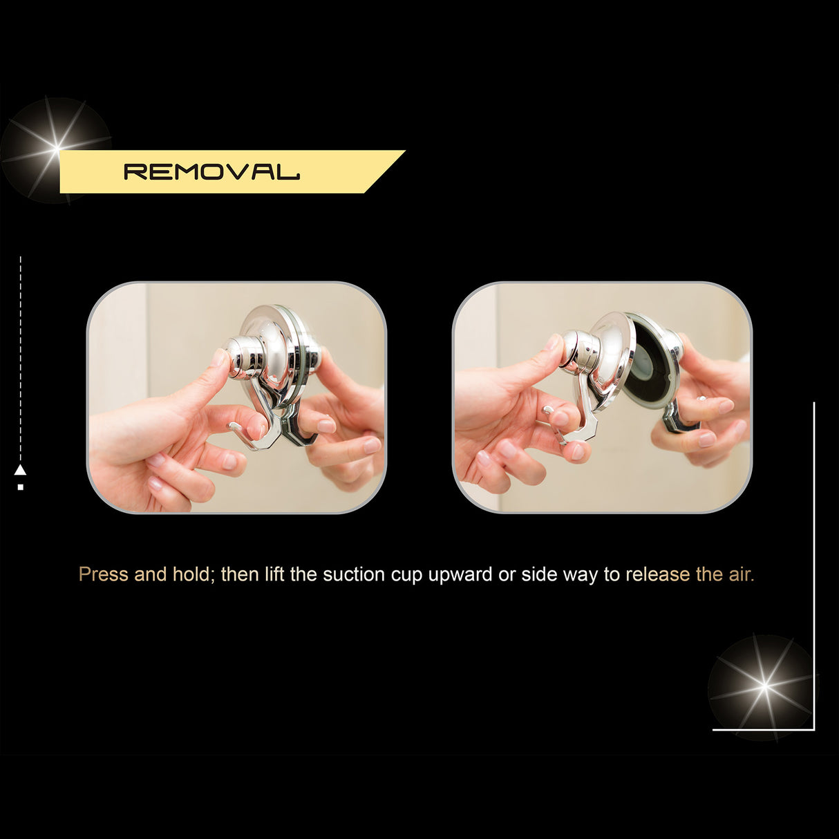 KiahLoc Removable Suction Hair Dryer and Comb Holder in Black