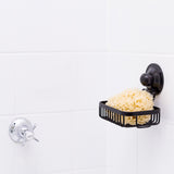 Soap Holder Basket Removable Stainless Suction BLACK - Front View