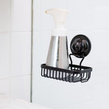 Soap Holder Basket Removable Stainless Suction BLACK - Top-Down View