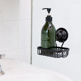 Soap Holder Basket Removable Stainless Suction BLACK - 45-Degree Angle