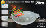 KOMAN Shinewon Vinch IH Two Hands Wok 28cm Ceramic Non-stick Titanium GREY - Front View