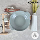 KOMAN Shinewon Vinch IH Two Hands Wok + Glass Lid 28cm Ceramic Non-stick Titanium GREY