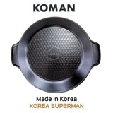 KOMAN Shinewon Two Hands Wok 28cm Ceramic Non-stick Titanium + Glass Lid - BLACK - Top-Down View