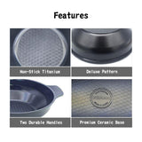 KOMAN Shinewon Two Hands Wok 28cm Ceramic Non-stick Titanium + Glass Lid - BLACK - 45-Degree Angle