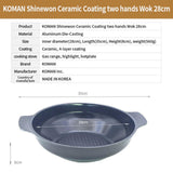 KOMAN Shinewon Two Hands Wok 28cm Ceramic Non-stick Titanium + Glass Lid - BLACK - Extra Image