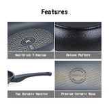 KOMAN Non-Stick Titanium Coating Frying Pan 26cm + Glass Lid - Top-Down View