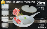 KOMAN Shinewon Vinch IH Frypan Frying Pan 28cm Non-stick Induction Ceramic + Glass Lid GREY - Front View
