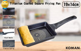 KOMAN Shinewon Frypan Frying Pan 19x14cm Non-stick Titanium Coat Square BLACK - Front View