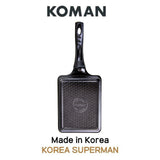 KOMAN Shinewon Frypan Frying Pan 19x14cm Non-stick Titanium Coat Square BLACK - Top-Down View