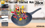KOMAN Non-Stick Titanium Coating Wok Pan 28cm - Front View