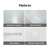 KOMAN Shinewon Vinch IH Wok Wokpan 28cm Non-stick Induction Ceramic + Glass Lid GREY - Rear View