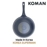 KOMAN Non-Stick Titanium Coating Wok Pan 28cm + Glass Lid - Side View