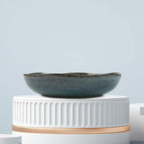 3 Pieces Reactive Glazed Ceramic Organic Fine Dinner Set with Plate and Bowl - Earthy Aqua