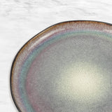 3 Pieces Reactive Glazed Ceramic Organic Fine Dinner Set with Plate and Bowl EARTHY BLUE BROWN - Side View