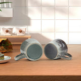 2X Reactive Glazed Ceramic Organic Coffee Mug 350ml Natural EARTHY GREY BLUE - Extra Image