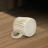 High-Fired Ceramic Stoneware Ribbed Stripe Mug 460ml Matt EARTHY BROWN - Extra Image
