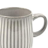 High-Fired Ceramic Stoneware Ribbed Stripe Mug 460ml Matt EARTHY GREY - 45-Degree Angle
