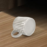 High-Fired Ceramic Stoneware Ribbed Stripe Mug 460ml Matt EARTHY GREY - Extra Image