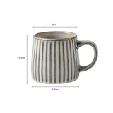 High-Fired Ceramic Stoneware Ribbed Stripe Mug 460ml Matt EARTHY GREY - Extra Image