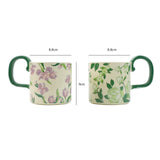2X High-Fired Ceramic Porcelain Mug Set with Lid 400ml Vintage Floral Tea Spoon GREEN - Extra Image