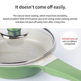 Sauce Pot Frying Pan w/ a Lid Set Non-Stick Stone Induction IH Frypan 16cm IVORY - Extra Image