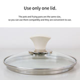 Sauce Pot Frying Pan w/ a Lid Set Non-Stick Stone Induction IH Frypan 16cm IVORY - Extra Image