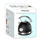 PHILEX Electric Kettle Water Boiler Stainless Steel Retro 1.7L BLACK - Top-Down View