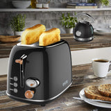 PHILEX 2-Slice Electric Toaster Bread Reheat Defrost Retro Retro BLACK - Front View