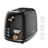 PHILEX 2-Slice Electric Toaster Bread Reheat Defrost Retro Retro BLACK - Top-Down View