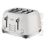 PHILEX 4-Slice Electric Toaster Bread Reheat Defrost Retro Retro IVORY - Top-Down View