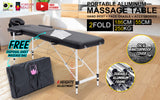 Aluminium Portable Beauty Massage Table Bed 2 Fold 55cm Black - Front View