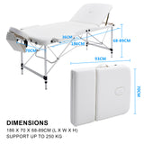 Aluminium Portable Beauty Massage Table Bed 3 Fold 70cm White - Extra Image